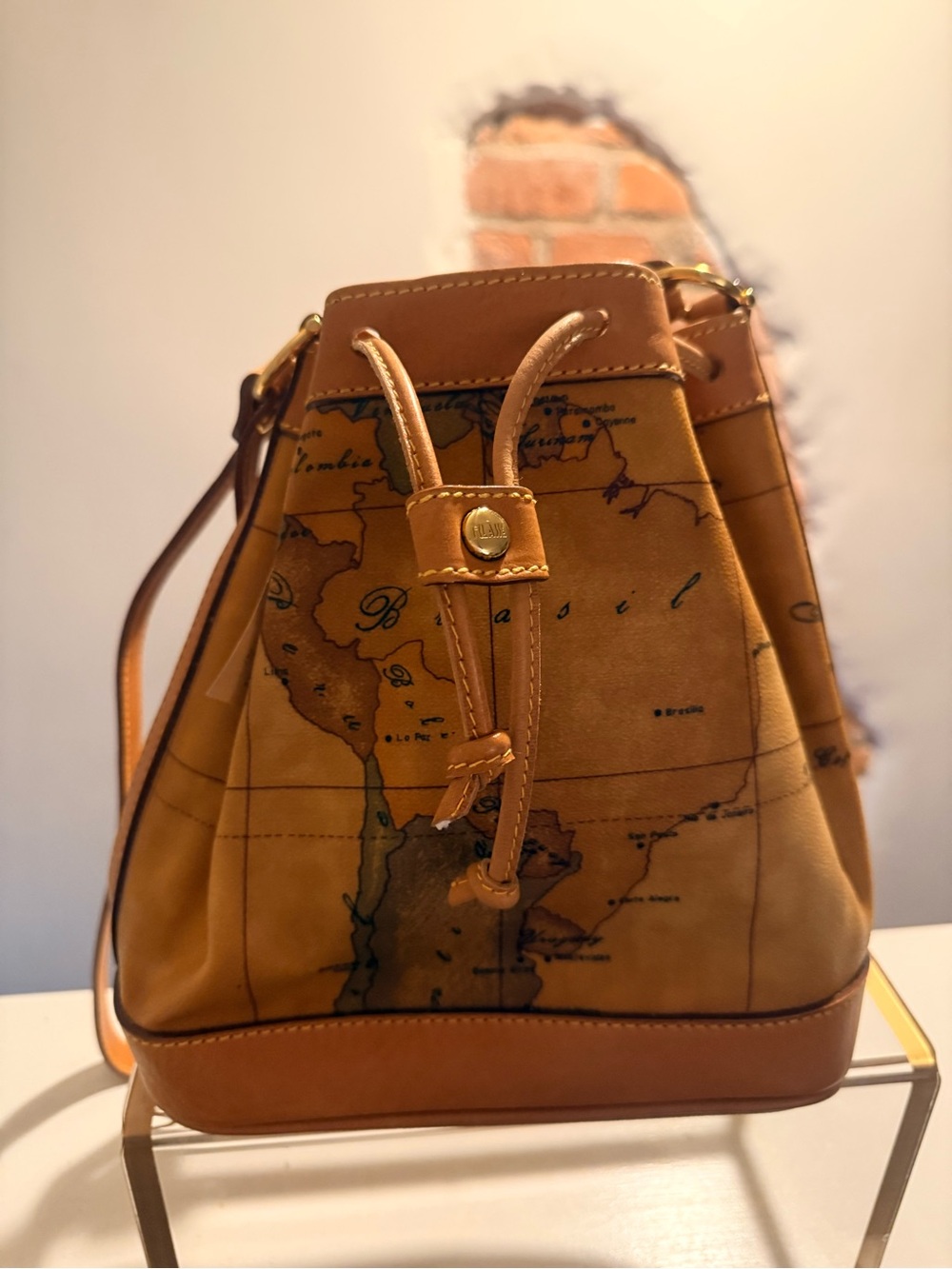 NWT Alviero Martini 1ᴬ Classe Geo Classic Bucket Bag Brasil Map